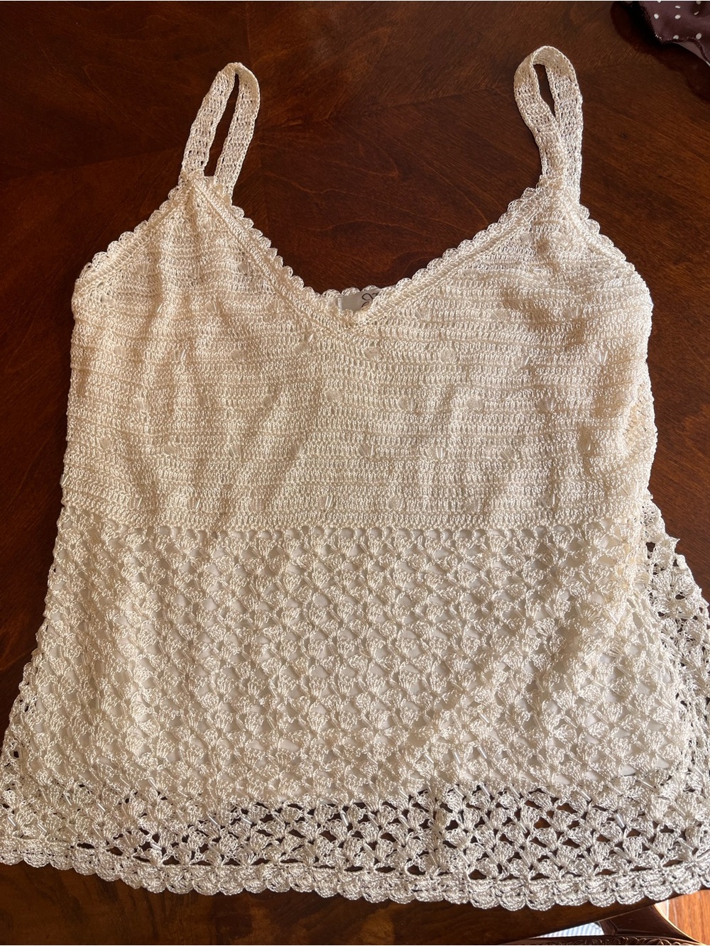 Women’s Crochet V-Neck Camisole Tank Top — Cream